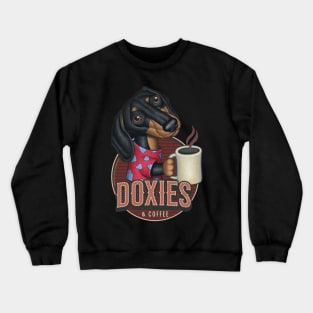 Cute Doxie and coffee funny fur baby Dachshund with a hot cup tee Crewneck Sweatshirt